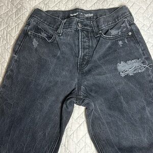 Old Navy Black Ripped High-Rise Slouchy Straight Leg Jean Sz 2